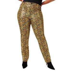 NWT Good American Good 90's Icon Faux Snakeskin Pants Golden Snake